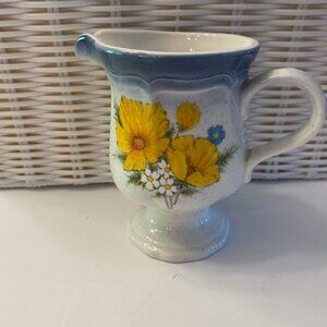 Vintage Mikasa Country Club Amy Yellow Flower Footed Creamer Small Pitcher CA503